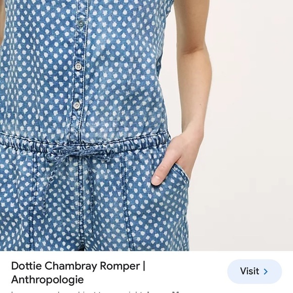 Anthropologie Hei Hei Dottie Chambray linen romper size S - Picture 9 of 9